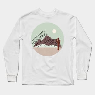 Boho Warm desert landscape Mounted Print Long Sleeve T-Shirt